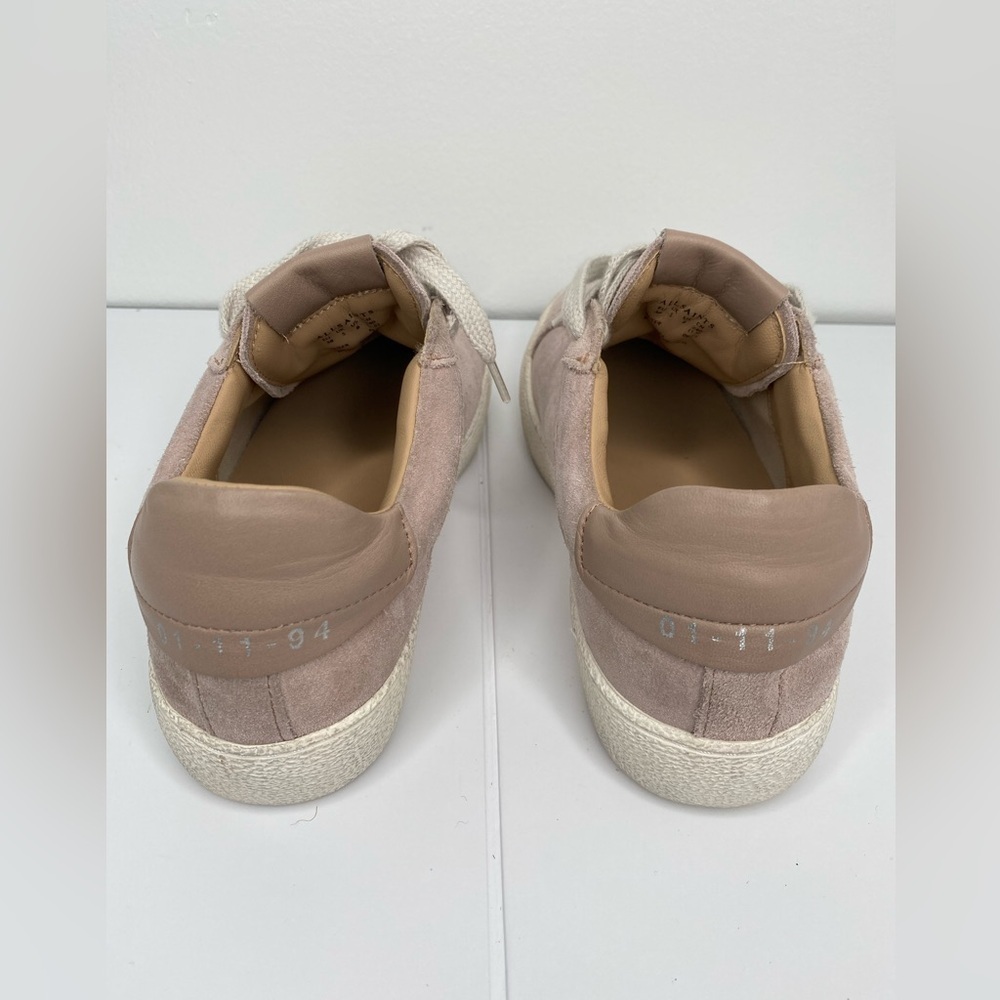 Allsaints Distressed Pink Look Pink Sheer Suede Sneakers Like New - Picture 6 of 8